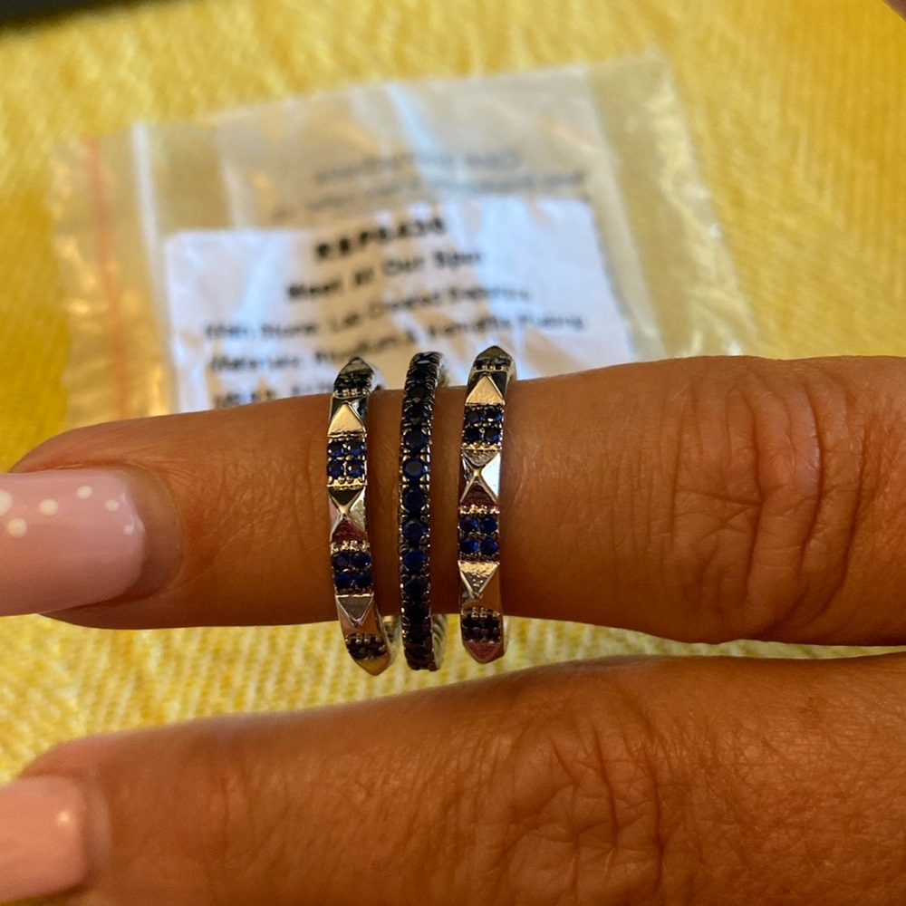 BP 3 band ring size 9. Meet at Our Spot. Lab created sapphire.